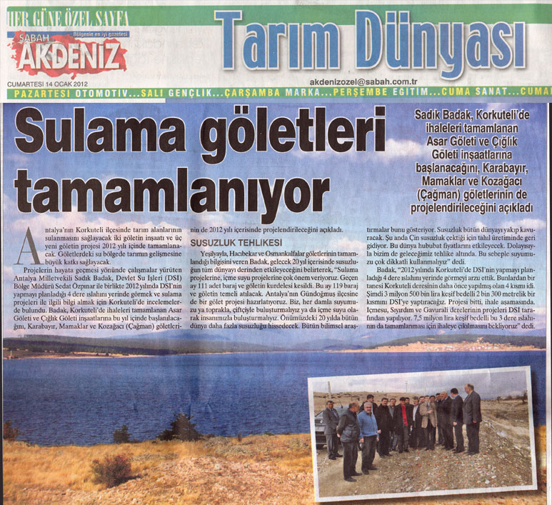 Sabah Akdeniz - Sulama Göletleri Tamamlanıyor -14 Ocak 2012