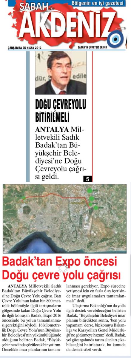 Sabah Akdeniz - Doğu Çevreyolu Bitirilmeli - 25 Nisan 2012