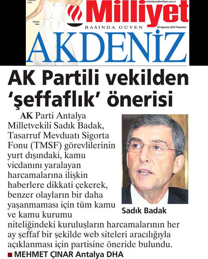 Milliyet Akdeniz - Ak Partili Vekilden 