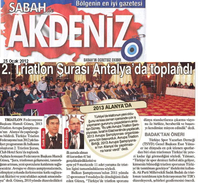 Sabah Akdeniz - 2. Triatlon Şurası Antalya'da Toplandı - 23 Ocak 2012